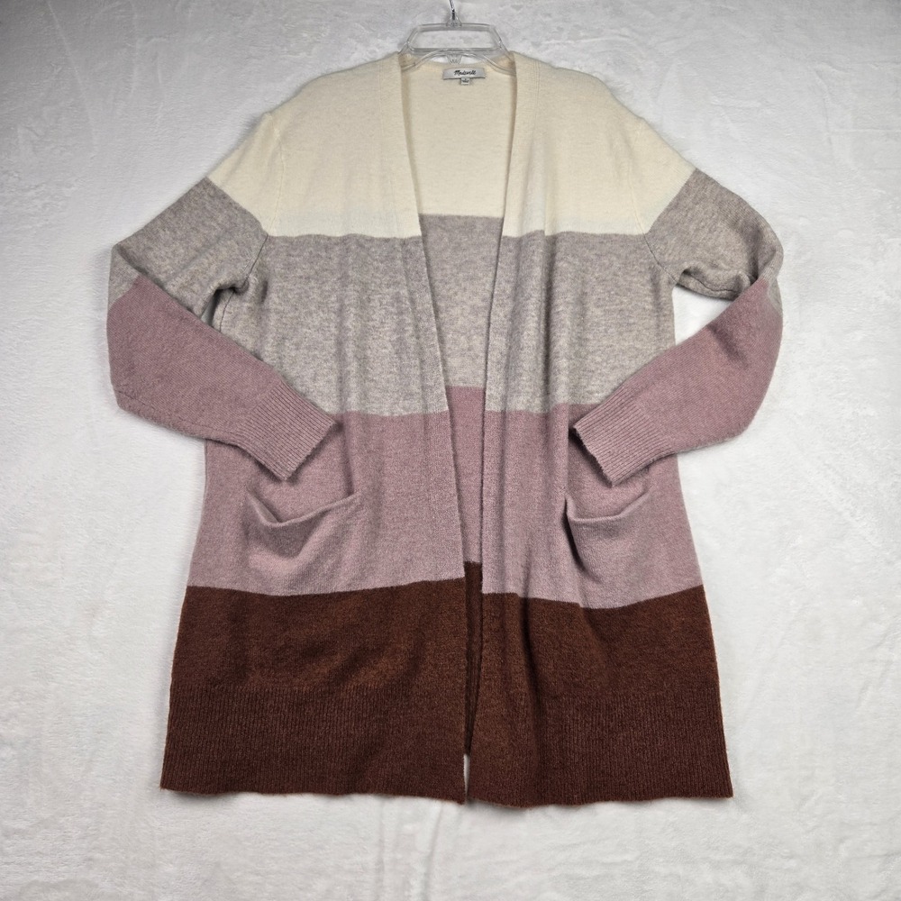 Madewell Womens Pink Cream Cardigan Small Merino Wool‎ Alpaca Blend Color Block